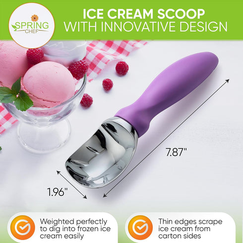 Frozen Spring Chef Metal Ice Cream Scoop with Comfortable Handle, Heavy Duty Sturdy Ice Cream Scooper Spoon for Cookie
