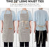 NLUS 2 Pack Cooking Aprons for Women with Pockets, Adjustable Kitchen Bib Aprons (Brown Pinstripes)