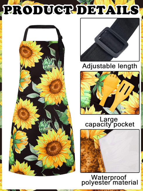 Bencailor 6 Pcs Adjustable Waterproof Kitchen Aprons, Themed Baking Cooking Aprons for Home
