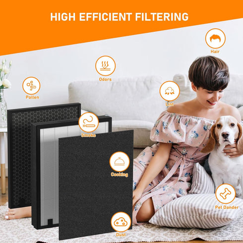 S630/630/718 HEPA Filter Replacement, 2-Pack Compatible with Okaysou Apollo 718 / Apollo 630 Air Cleaner Purifier