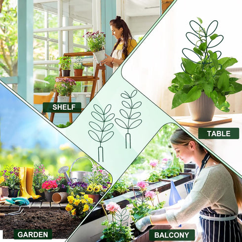 2 Packs 50 AUGSUN Plant Trellis Garden Trellis Plant Stakes Trellis for Climbing Plants Indoor Plants Metal Leaf Shape