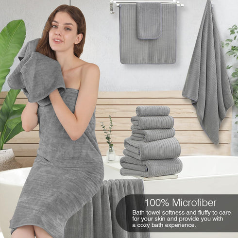 18 Set 6 Towels,6 6 Set Hailea Piece Family Bath Towel Include Bath Hand Towels and Washcloths Soft Bathroom Towel