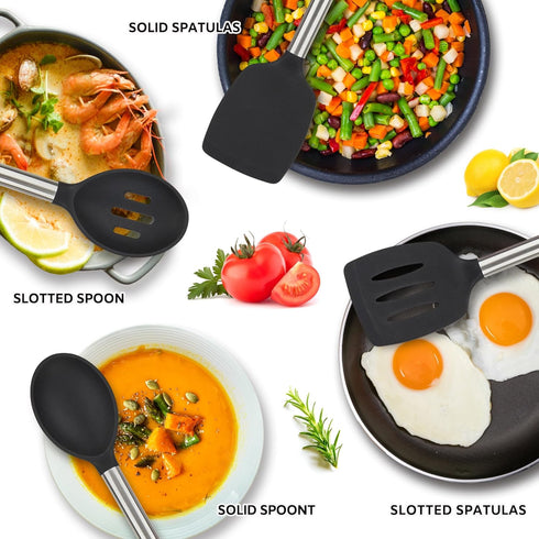 Kitchen Utensils Set of 4 Pack - Silicone Cooking Utensils for Nonstick Cookware, BPA Free, Dishwasher Safe
