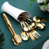 OGORI Gold Serving Utensils Set, 8-Piece Polished Stainless Steel Flatware Include Serving Spoon, Fork, and Knife
