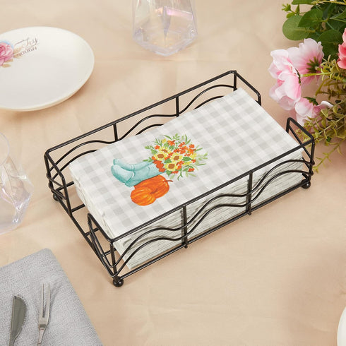 Ebristar Guest Towel Napkin Holder, Elegant Disposable Paper Hand Towel Holder, Modern Black Napkin Holder Storage