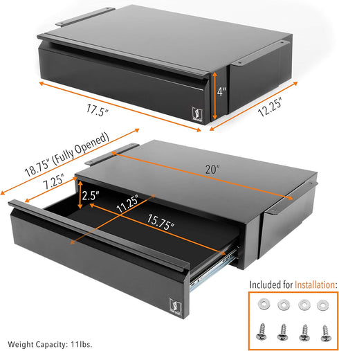 Stand Steady Attachable Under Desk Drawer, Pull-Out Storage Organizer with Smooth Sliding Tracks, Black
