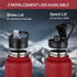 HASLE OUTFITTERS 32 oz Insulated Water Bottle, Stainless Steel Double Walled Vacuum with 2 Lids (Red,4)