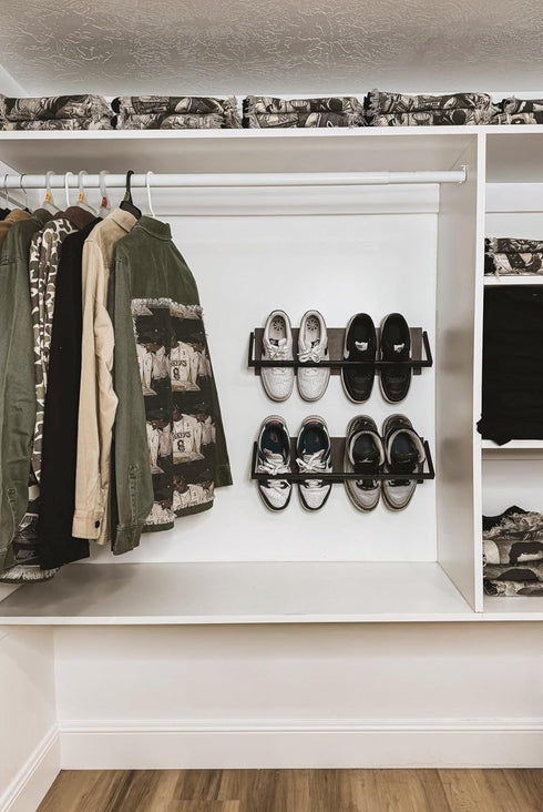 Set of 2 Wall Shoe Rack - Space Saving Wall Mounted Shoe Organizer - Durable Shoe Holder for Small Spaces - Wall Shelf