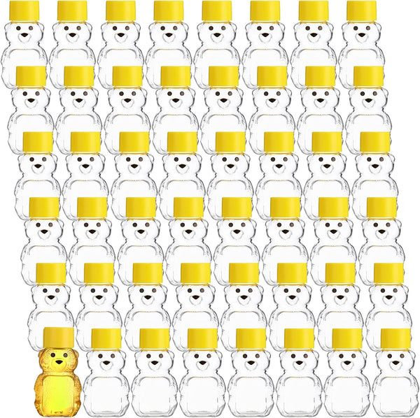 Patelai 48 Pcs 2 oz Plastic Honey Bear Bottle Clear Empty Honey