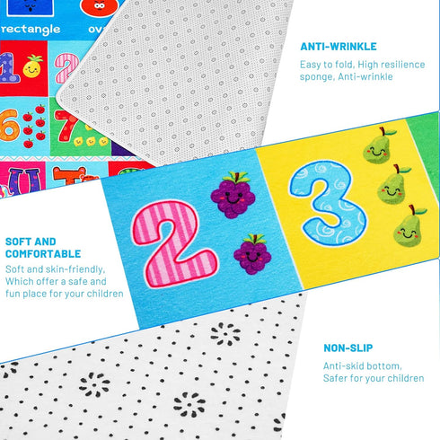 59x 39.4 inch Baby Play Mat Kids Rug for Playroom, Playtime Collection ABC, Numbers, Animals, Rainbow and Shapes
