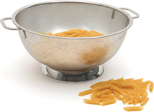 RSVP International Endurance Kitchen Collection Colander Strainer, 3 Quart, Pierced Stainless Steel