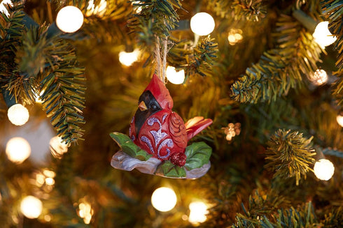 Enesco Jim Shore Heartwood Creek Cardinal on Branch Hanging Ornament, 2.88 in H, Multicolor