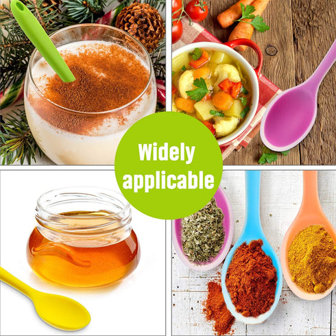 6 Boao Pieces Small Multicolored Silicone Mixing Spoons Heat Resistant Nonstick Silicone Serving Spoon for Kitchen
