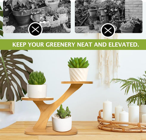 Stand,3 XXXFLOWER Wood Plant Stand for Indoor,Small Desktop Plant Tier Succulent Windowsill Shelf Holders for Balcony