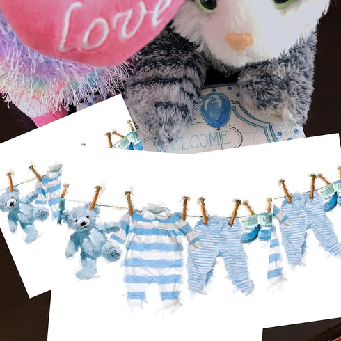 20-ct 13x13 Baby Boy Shower Napkins, Its a Boy & Oh Baby Decorative Napkins for Decoupage