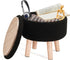 Poofzy Small Ottoman with Storage, Small Foot Stool Ottoman with Wood Legs,