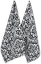 DII Cotton Dish Towel Set, Damask Print, Black, 18x28, 2 Count