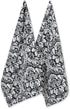 DII Cotton Dish Towel Set, Damask Print, Black, 18x28, 2 Count