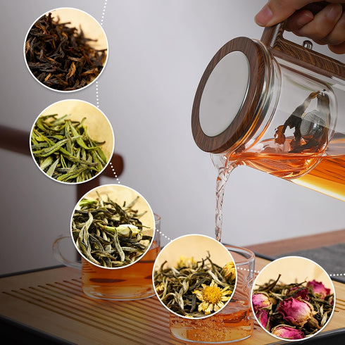 27.05 oz MACTANO Enchant Series Glass Magic Teapot with Magnetic Infuser, Modern Personal Tea Pot for Loose Leaf Tea