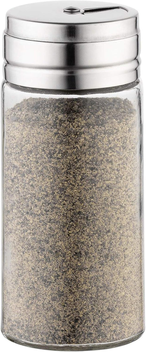 Fox Run 5167 Glass Spice Jar with Stainless Steel Shaker Lid, 6 Ounce Clear Container for Seasonings, 1 Count