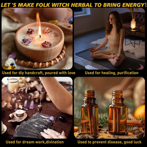 Tikem Kitch 60 Set,Bulk HNSHAG PCS Witchcraft Herbs Dried Flowers for Witch Candles Spells,Wiccan Supplies Tools,Pagan