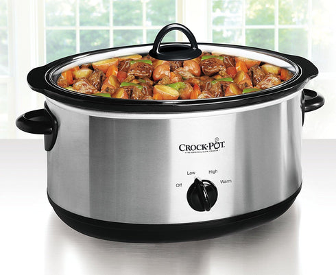 Crock-Pot 7 Quart Oval Manual Slow Cooker, Stainless Steel (SCV700-S-BR), Versatile Cookware for Families