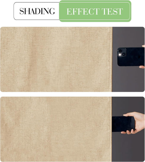 KGORGE Classroom Door Window Curtain, 100% Blackout Total Privacy Linen Blended Curtain, W12 x L40 inch, Camel