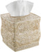 Creative Scents Victoria Tissue Box Cover, Beige Square Holder for Bathroom, Decorative with Durable Slider