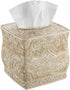 Creative Scents Victoria Tissue Box Cover, Beige Square Holder for Bathroom, Decorative with Durable Slider