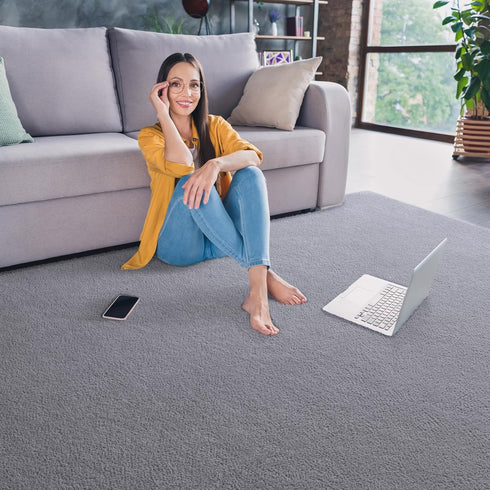 Keeko Soft Area Rugs for Bedroom Living Room, 4x6 Grey Modern Low Pile Fluffy Machine Washable Rug