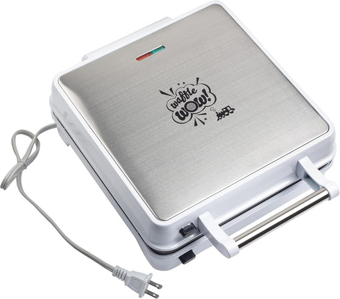 Train Set Waffle Maker- Build Waffle or Pancake Shaped Tracks, Cargo Cars Signs Station & More- Fun Family Breakfast for Kids, Electric Nonstick Waffler Iron w 4 Removable Dishwasher Safe Plates- Gift by Waffle Wow!