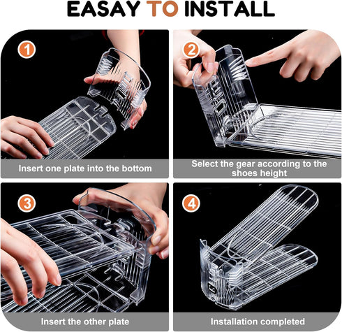 Closet,12 Pack Shoes,3 50%(Clear,12 Pack) Neprock Shoe Slots Organizer for Acrylic Shoe Stackers for A Pair of Levels