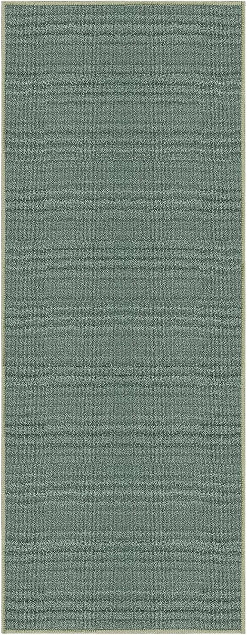 Kapaqua Solid Color Runner Rug, Non Slip Rubber Backing, Custom Length for Hallway Stair Kitchen Living Room, Hunter