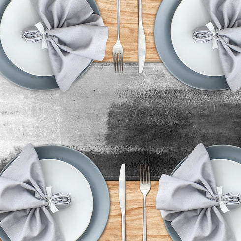 AILUER 13"x 71") Black Grey Table Runners Rustic Farmhouse Linen Table Runners Abstract Art Retro Coffee Table Runner