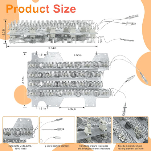 DC47-00032A Dryer Heating Element for Samsung, 3 Wire Dryer Element with 1000 Days Warranty