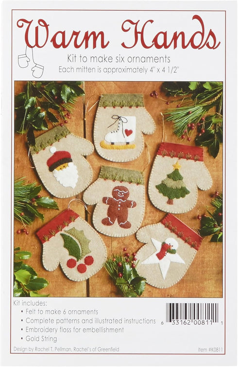 Warm Hands Ornament Kit by Rachel's Of Greenfield, Set of 6