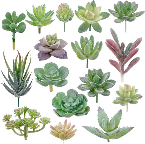 Augshy Artificial Succulents, 16 Pack Fake Plants for Decorative Garden Arrangement
