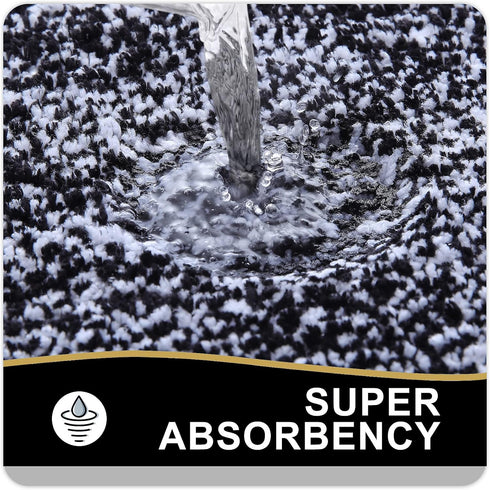 OLANLY Luxury U-Shaped Toilet Rugs, 24x20 Extra Soft Microfiber Non-Slip Bath Mat (Black and White)