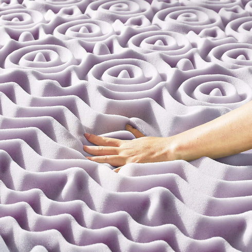 Mellow 1.5 Inch 5-Zone Memory Foam Mattress Topper with Soothing Lavender Infusion, Queen Size