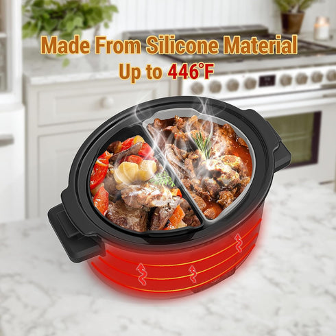 Silicone Slow Cooker Liners for Crock Pot 6-8 QT, Reusable Divider Insert for Cooking Two Meals, Dishwasher Safe