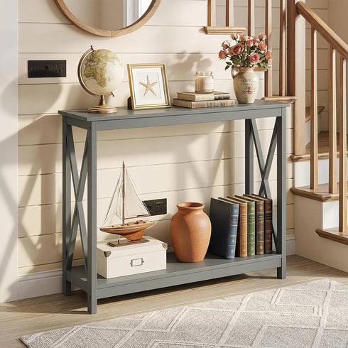 2-Tier ZENY Console Table, Entryway Table, Narrow Sofa Table with Shelves, Entrance Table for Living Room, Entryway