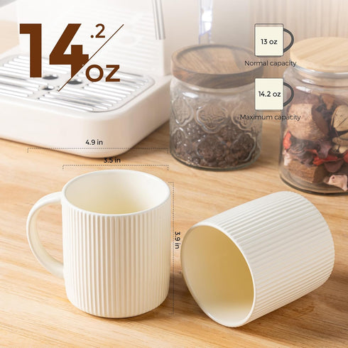 Set 6, 14.2oz theterra Ceramic Coffee Mugs of Handmade Coffee Cups with Handle for Latte, Tea, Milk, Beer, Hot Cocoa