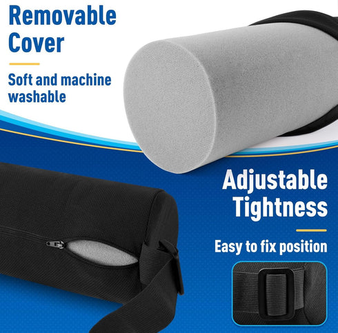 Lumbar Roll Support Pillow for Office Chair, Gaming Chair, Memory Foam Back Cushion with Washable Cover, Black