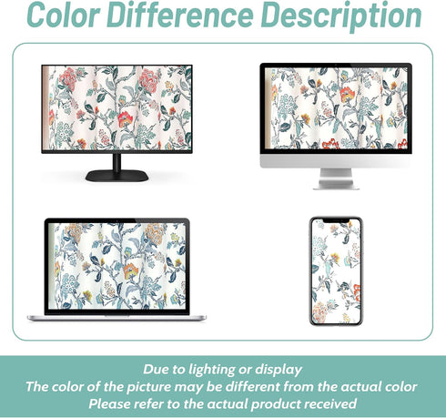DriftAway Ada Botanical Print Lined Thermal Insulated Window Valance, 52 Inch by 18 Inch, Ivory Orange Teal