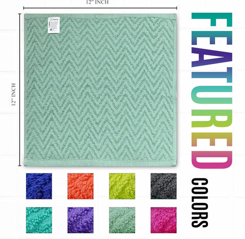 '-32 Pack -12" 12"- ZUPERIA Zigzag Multicolor Wash Cloths x Highly Absorbent Soft Washcloths for Face, Gym Towels, Hotel