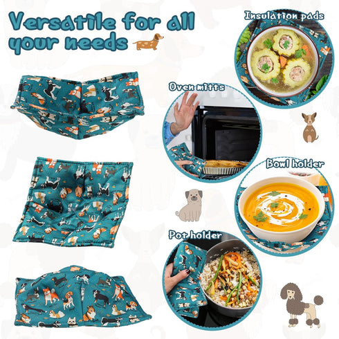 Cunhill Cotton Microwave Bowl Holders, Heat Resistant Bowl Potholders, Quilted Bowl Cozy for Soup Bowl, Kitchen Supply,