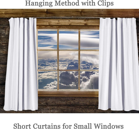 DONREN Pure White Small Window Curtain Panels, Room Darkening Curtain Tiers for Nursery, 42 x 36 Inch, 1 Pair
