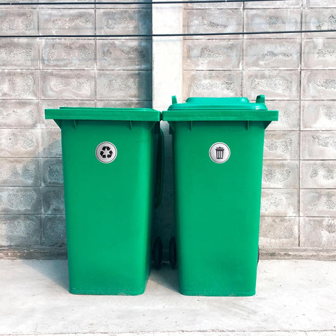 Trash and Recycle Stickers Set of 2 | Weatherproof & UV Stable | Kitchen, Pantry, Office Organization | 3x3" Round
