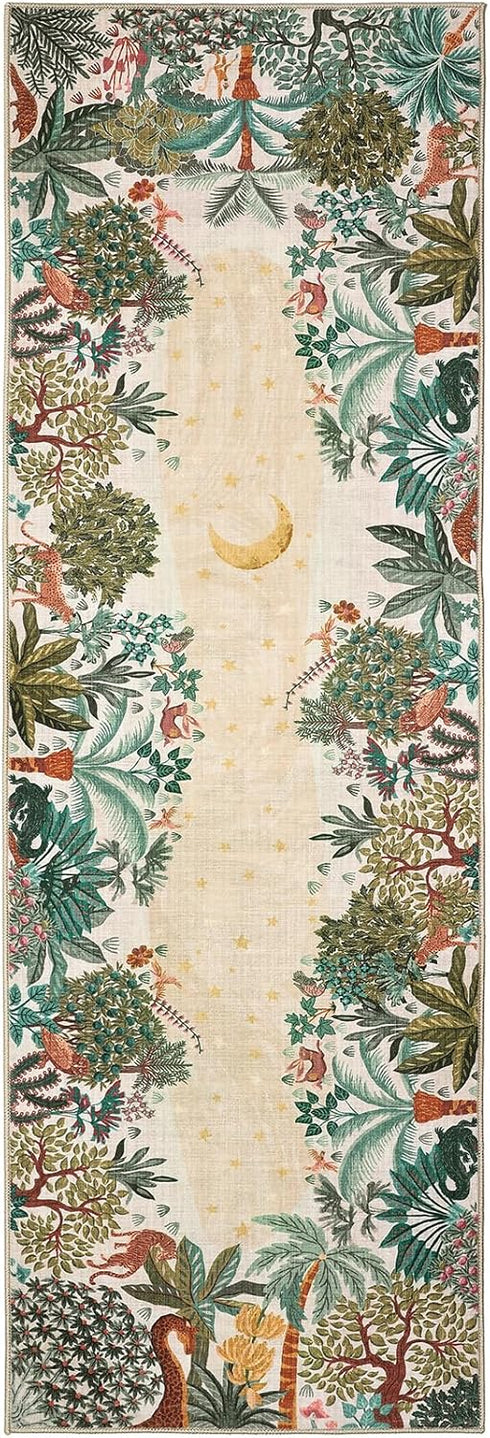 2.5x8 GarveeHome Jungle Hallway Runner Rug, Soft Beige Animal Long Kitchen Runner Non Slip Entryway Rug Farmhouse Thin