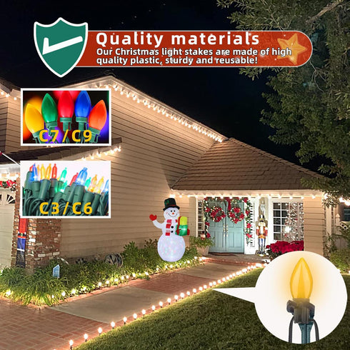 100 Pack 8.5"-10" C7 C9 Christmas Light Stakes for and String Lights,Outdoor Light Stakes,Yard